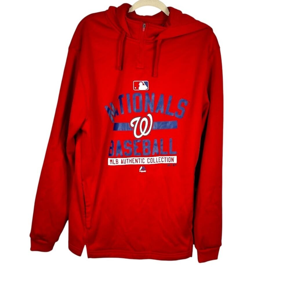 Majestic Authentic Collection Washington Nationals Red Hoodie Large